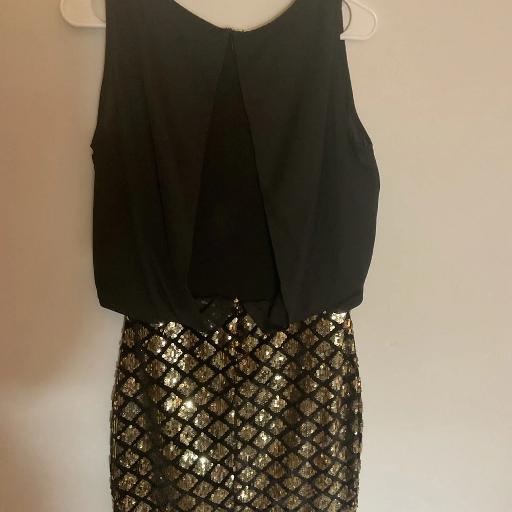 SHEIN Black and Gold Mini Dress - Picture 2 of 6